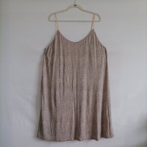 H&M Womens Light Pink and Black Leaf Print Scoop Neck Short Slip Dress Size XL